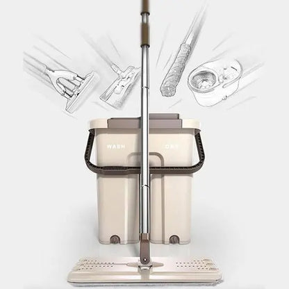 Hand Free Flat Mop and Bucket Home Essentials-5