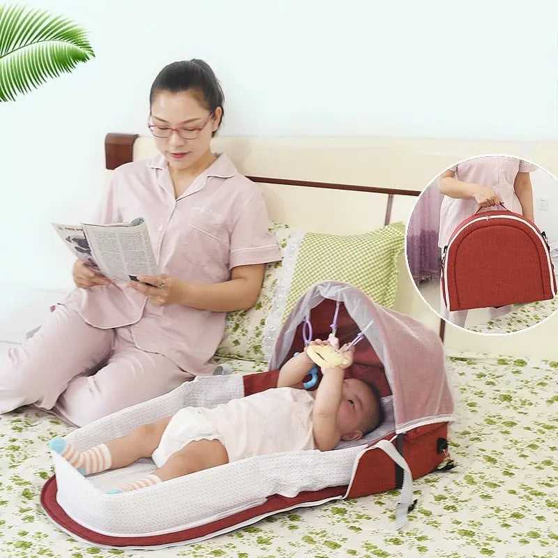 Multipurpose Foldable Baby Bed with Mosquito Net Baby Essentials-5